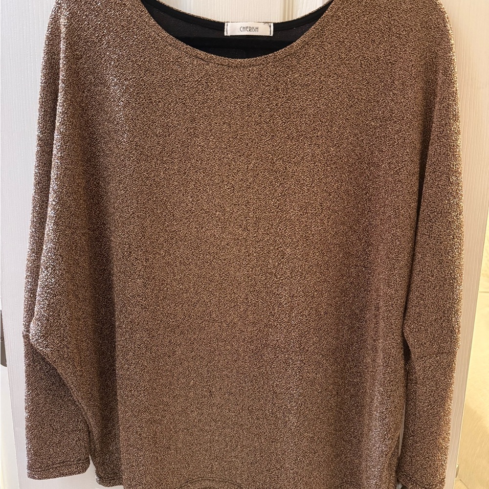 Cherish Shimmering Gold Knit Top